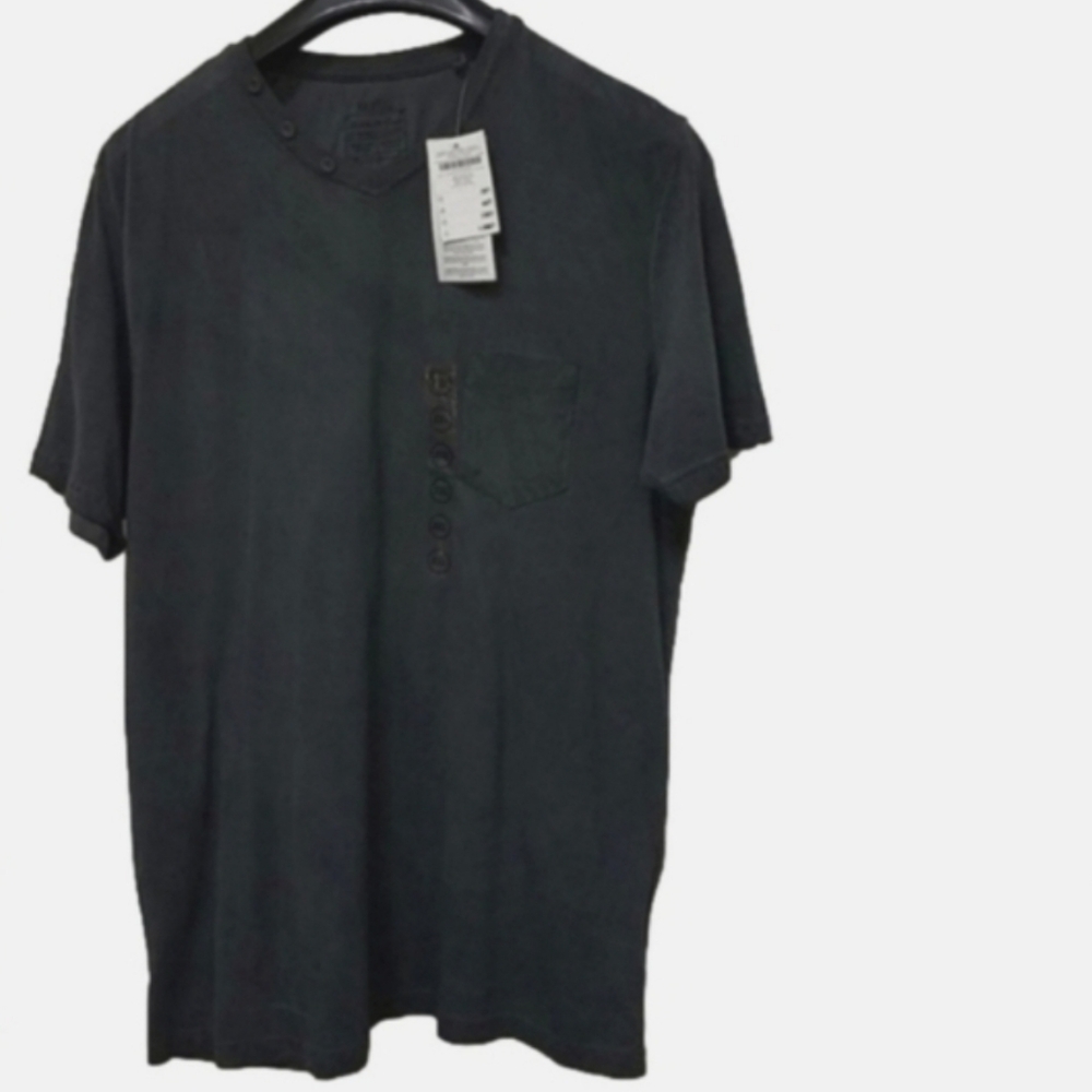 Black Dyed Medium Washed Gray Tee Shirt Short Sleeves V Neck Made In Germany New